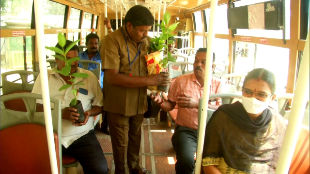 A bus conductor in #Coimbatore distributes